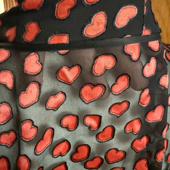 Alice + Olivia silk hearts robe duster coverup sash tie M/L medium large sheer - Picture 6 of 11